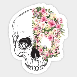 Exotic Flowers - Human Skull Sticker